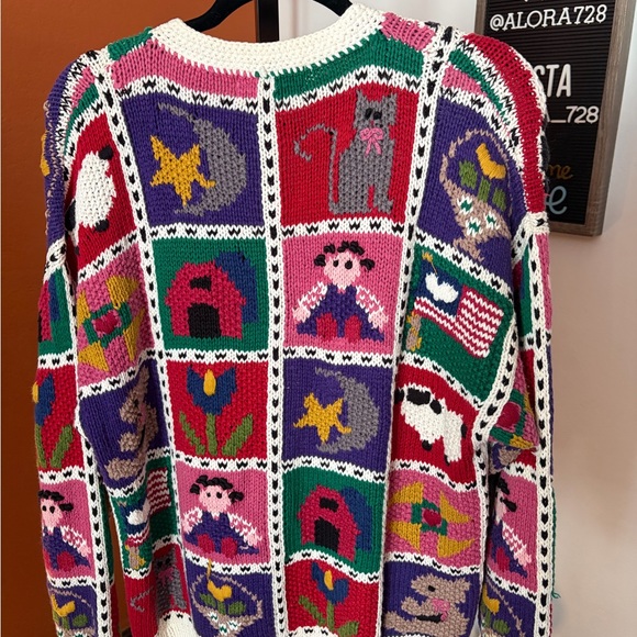 Northern Isles Colorful Farm-Themed Cardigan Vintage - Picture 2 of 8